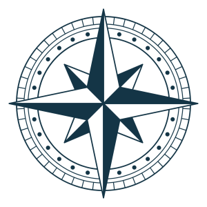 Agreement Reimagined compass logo featuring a stylized dark blue and white compass rose with eight directional points and circular compass markings surrounding the design on a transparent background.